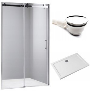 BPS-koupelny Posuvné sprchové dveře HYD-PD03D 120 chrom/transparent pro instalaci do niky + vanička HYD-OSV-ST05E bílá