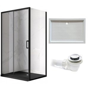 BPS-koupelny Obdélníkový sprchový kout HYD-OK103B 110x80 černý/transparent + vanička HYD-OSV-SXL03D bílá