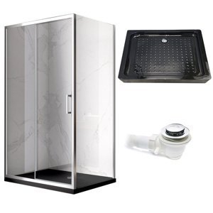 BPS-koupelny Obdélníkový sprchový kout HYD-OK103C 120x80 chrom/transparent + vanička HYD-OSV-SXL03E černá