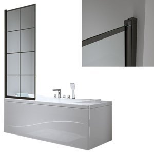 BPS-koupelny Jednodílná vanová zástěna HYD-PR02 80x140 černá/transparent