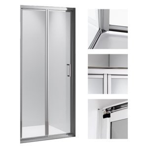 BPS-koupelny Zalamovací posuvné sprchové dveře HYD-DN09A 80 chrom/transparent pro instalaci do niky
