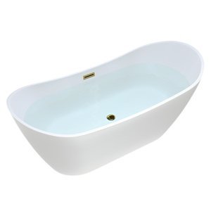 BPS-koupelny Volně stojící akrylátová vana HYD-RIC513C 170x75 bílá, odtokový komplet zlatý