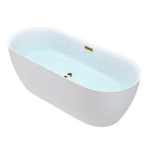 BPS-koupelny Volně stojící akrylátová vana HYD-CES518C 170x75 bílá, odtokový komplet zlatý