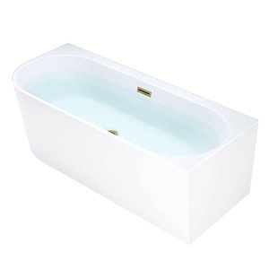 BPS-koupelny Volně stojící rohová akrylátová vana HYD-MER509B pravá 150x75 bílá, odtokový komplet zlatý