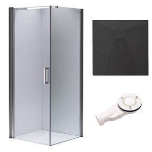 BPS-koupelny Čtvercový sprchový kout HYD-SK1190B 90x90 chrom/transparent + vanička HYD-OSV-RIKO černá