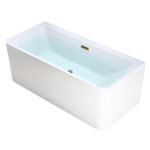 BPS-koupelny Volně stojící akrylátová vana ke stěně HYD-SOF515D 170x75 bílá, odtokový komplet zlatý