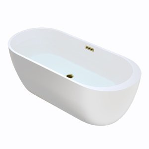 BPS-koupelny Volně stojící akrylátová vana HYD-POR503A 150x75 bílá, odtokový komplet zlatý