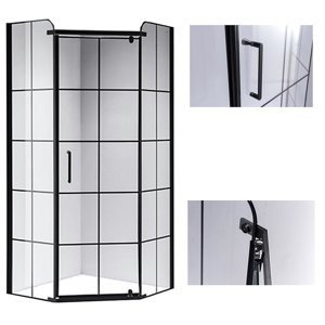 BPS-koupelny Pětiúhelníkový sprchový kout HYD-PK06C 100x100 černá/transparent