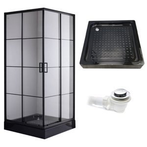 BPS-koupelny Čtvercový sprchový kout HYD-SK32B 90x90 černý/transparent + vanička HYD-OSV-SXL02B černá