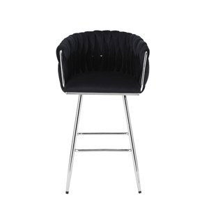 BPS-koupelny Velurová barová židle FERA HYD-3781, černá-chrom
