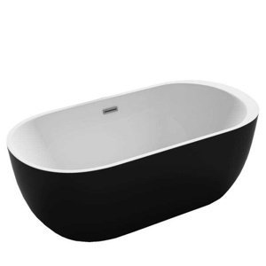 BPS-koupelny Volně stojící akrylátová vana HYD-POR503B 170x80 bílá/černá, odtokový komplet chrom