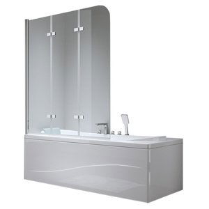 BPS-koupelny Trojdílná vanová zástěna HYD-PR05 100x140 chrom/transparent