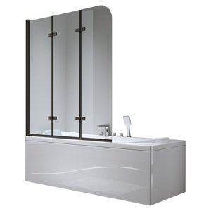 BPS-koupelny Trojdílná vanová zástěna HYD-PR05 100x140 černá/transparent