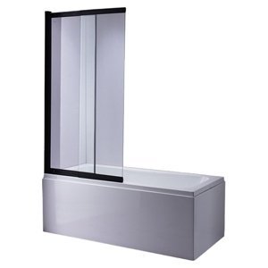 BPS-koupelny Dvoudílná vanová zástěna HYD-PR07 85x150 černá/transparent