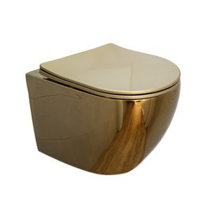 BPS-koupelny Závěsná WC mísa se SoftClose sedátkem HYD-4154, černá/zlatá