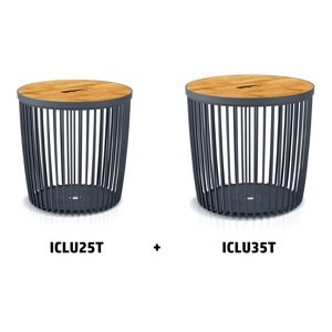 Prosperplast Set 2 univerzálních košů CLUBO s bambusovými víky 25+35 l antracit Barva: Antracit, kód produktu: ICLU2TS-S433, objem (l): 25+35