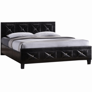Kondela Manželská postel, s roštem, ekokůže černá, 160x200, CARISA