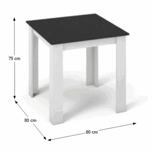 Kondela Jídelní stůl, bílá / černá, 80x80 cm, KRAZ