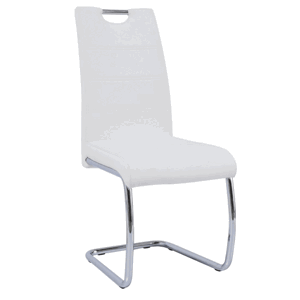 Kondela Jídelní židle, bílá ekokůže, světlé šití / chrom, ABIRA NEW