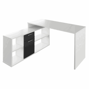 Kondela PC stůl, bílá / černá, NOE NEW