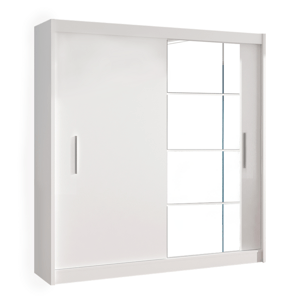 Kondela Skříň s posuvnými dveřmi, bílá, 180x215, LOW