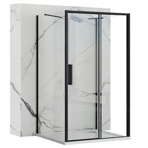 3-stěnný obdélníkový sprchový kout REA RAPID SLIDE 110/dveře x 80/zástěna cm, černý