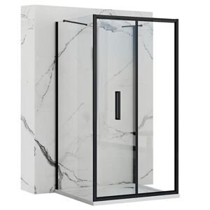 3-stěnný čtvercový sprchový kout REA RAPID FOLD 80/dveře x 80/zástěna cm, černý