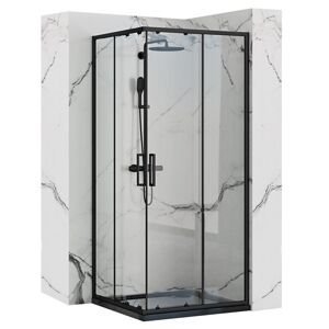 Čtvercový sprchový kout REA PUNTO 80x80 cm, chrom se sprchovou vaničkou Savoy černá