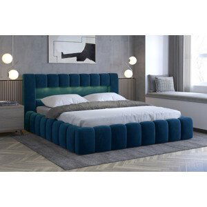 Eltap Čalouněná postel Lamica s úložným prostorem - dřevo Materiál potahu: Monolith 77 - tmavě modrá, Rozměr: 140x200
