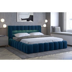 Eltap Čalouněná postel Lamica s úložným prostorem - dřevo Materiál potahu: Monolith 77 - tmavě modrá, Rozměr: 160x200