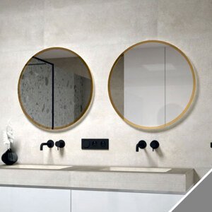 BPS-koupelny Zrcadlo v kovovém rámu s LED podsvícením po obvodu Nikoletta LED 17 ALU, zlatá Typ: dotykový vypínač, Rozměry (cm): 60x60 - (Nikoletta LED 17/60 TS ALU)