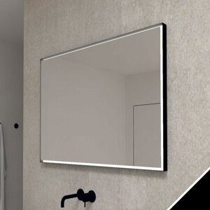 BPS-koupelny Zrcadlo v kovovém rámu s LED osvětlením po obvodu Nikoletta LED 14 BLACK, černá Typ: dotykový vypínač, Rozměry (cm): 120x65 - (Nikoletta LED 14/120 TS BLACK)