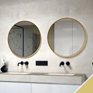 BPS-koupelny Zrcadlo v kovovém rámu s LED podsvícením po obvodu Nikoletta LED 17 GOLD, zlatá Typ: dotykový vypínač, Rozměry (cm): 60x60 - (Nikoletta LED 17/60 TS GOLD)