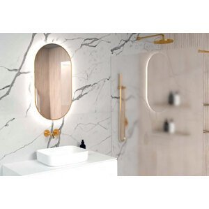 BPS-koupelny Zrcadlo v kovovém rámu s LED podsvícením po obvodu Nikoletta LED 19 GOLD, zlatá Typ: bez vypínače, Rozměry (cm): 50x90 - (Nikoletta LED 19/50 GOLD)