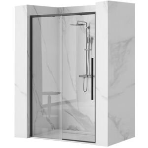 Jednokřídlé posuvné sprchové dveře REA SOLAR pro instalaci do niky 90 cm, černé