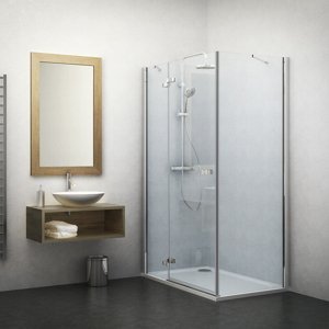 Roth Čtvercový nebo obdélníkový sprchový kout GBL+GDOP1, GBP+GDOL1 Varianta: šířka dveří: 150 cm, šířka pevné stěny: 80 cm, orientace: pevná stěna vpravo (při čelním pohledu na dveře), kód produktu: GBP1/800_GDOL1/1500, profily: brillant, výplň: transparent