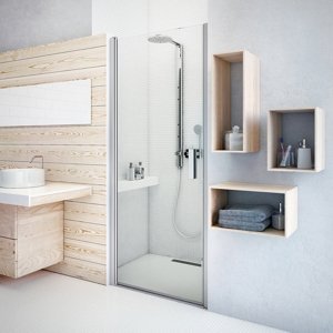 Roth Jednokřídlé sprchové dveře TCN1 pro instalaci do niky Varianta: šířka: 80 cm, orientace: Univerzální, kód produktu: TCN1/800 - 728-8000000-01-02, profily: stříbrná (elox), výplň: transparent