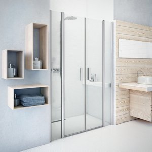 Roth Dvoukřídlé sprchové dveře TDN2 pro instalaci do niky Varianta: šířka: 120 cm, kód produktu: TDN2/1200 - 721-1200000-01-02, profily: stříbrná (elox), výplň: transparent