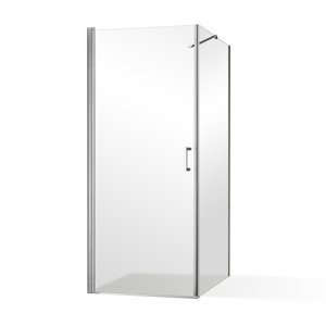 Roltechnik Outlet Otevírací jednokřídlé sprchové dveře OBCO1 s pevnou stěnou OBCB Varianta: šířka dveří: 80 cm, šířka pevné stěny: 80 cm, kód produktu: OBCO1-80_OBCB-80, profily: brillant, výplň: transparent