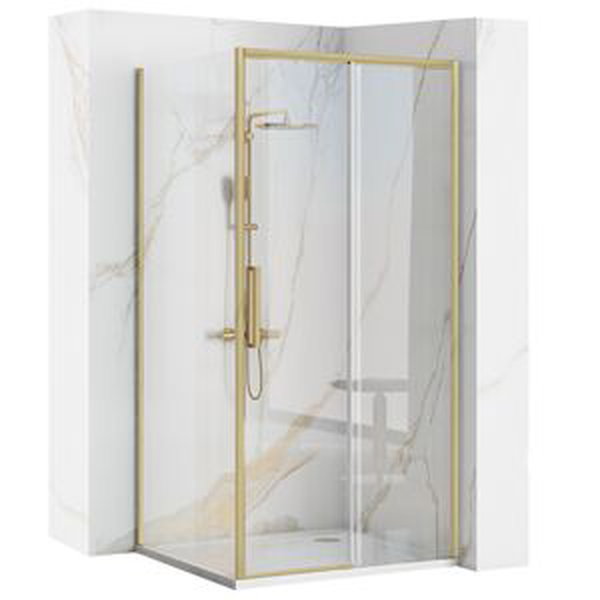Sprchový kout REA RAPID SLIDE 100/dveře x 80/zástěna cm, zlatý kartáčovaný