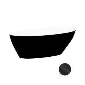 Besco Volně stojící vana z litého mramoru Goya BW 140x62 (160x70, 170x72) Barva: Bílá/černá, Rozměry: 140,5x62,5x60 cm, Varianta: Goya BW 140 B/Click-Clack s horním čištěním černý, #WMD-140-GWB
