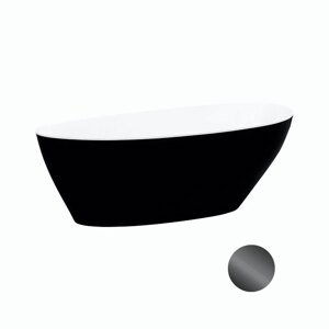 Besco Volně stojící vana z litého mramoru Goya BW 140x62 (160x70, 170x72) Barva: Bílá/černá, Rozměry: 140,5x62,5x60 cm, Varianta: Goya BW 140 GR/Click-Clack s horním čištěním grafit, #WMD-140GWGR