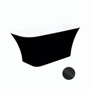 Besco Volně stojící vana z litého mramoru Assos BW 160x70 Barva: Bílá/černá, Rozměry: 160x70x64 cm, Varianta: Assos BW 160 B/Click-Clack s horním čištěním černý, #WMD-160-AWB