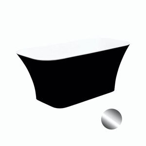 Besco Volně stojící vana z litého mramoru Assos BW 160x70 Barva: Bílá/černá, Rozměry: 160x70x64 cm, Varianta: Assos BW 160 CR/Click-Clack s horním čištěním chrom, #WMD-160-AWC