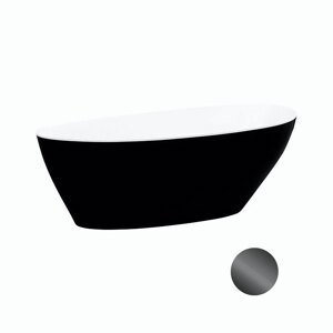 Besco Volně stojící vana z litého mramoru Goya BW 140x62 (160x70, 170x72) Barva: Bílá/černá, Rozměry: 160x70,5x61 cm, Varianta: Goya BW 160 GR/Click-Clack s horním čištěním grafit, #WMD-160GWGR