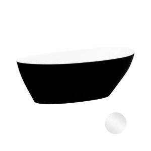 Besco Volně stojící vana z litého mramoru Goya BW 140x62 (160x70, 170x72) Barva: Bílá/černá, Rozměry: 169,2x72,2x61 cm, Varianta: Goya BW 170 W/Click-Clack s horním čištěním bílý, #WMD-170-GWW