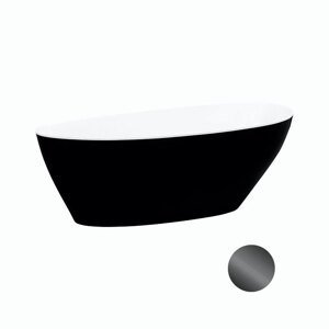 Besco Volně stojící vana z litého mramoru Goya BW 140x62 (160x70, 170x72) Barva: Bílá/černá, Rozměry: 169,2x72,2x61 cm, Varianta: Goya BW 170 GR/Click-Clack s horním čištěním grafit, #WMD-170GWGR