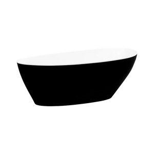 Besco Volně stojící vana z litého mramoru Goya BW Matt 140x62 (160x70, 170x72) Barva: Bílá/černá, Rozměry: 140,5x62,5x60 cm, Varianta: Goya BW Matt 140 GR/Click-Clack s horním čištěním grafit, #WMMC-140GGR