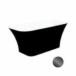 Besco Volně stojící vana z litého mramoru Assos BW Matt 160x70 Barva: Bílá/černá, Rozměry: 160x70x64 cm, Varianta: Assos BW Matt 160 GR/Click-Clack s horním čištěním grafit, #WMMC-160AGR