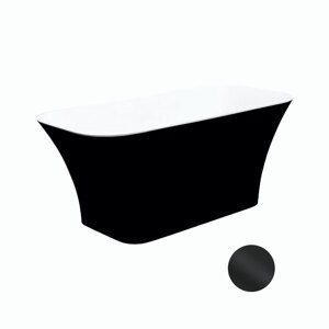 Besco Volně stojící vana z litého mramoru Assos BW Matt 160x70 Barva: Bílá/černá, Rozměry: 160x70x64 cm, Varianta: Assos BW Matt 160 B/Click-Clack s horním čištěním černý, #WMMC-160AKB
